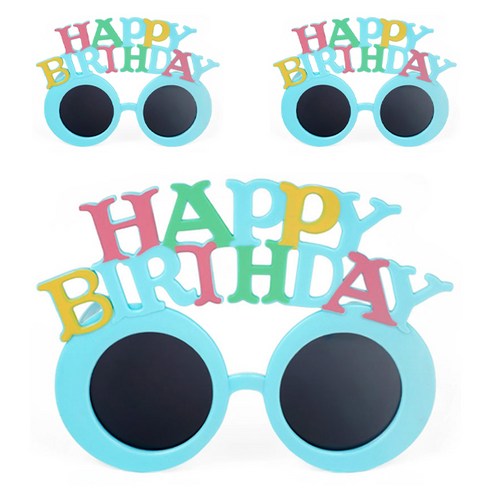 파티팡 동글이 2단 HAPPY BIRTHDAY 생일안경, 블루, 3개