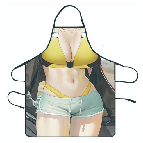 아싸레 재미있는 캐릭터 몸짱 섹시 비키니 주방 앞치마, 03, 1개
