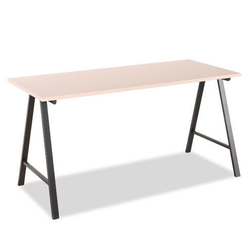 리바트 프레일 일자책상 1500 방문설치, 핑크(상판) + 블랙(다리)
