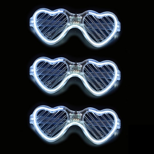 젤루나 파티 축제 행사 기념일 LED 불빛 선글라스 안경 LG-02, 6 하트화이트, 3개