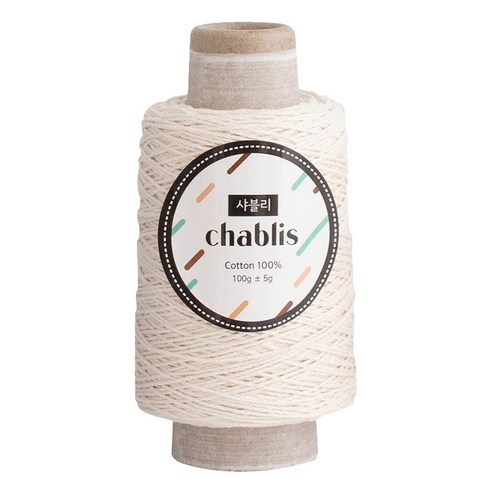 yarna 샤블리 콘사 뜨개실 100g, 102 화이트크림, 1개