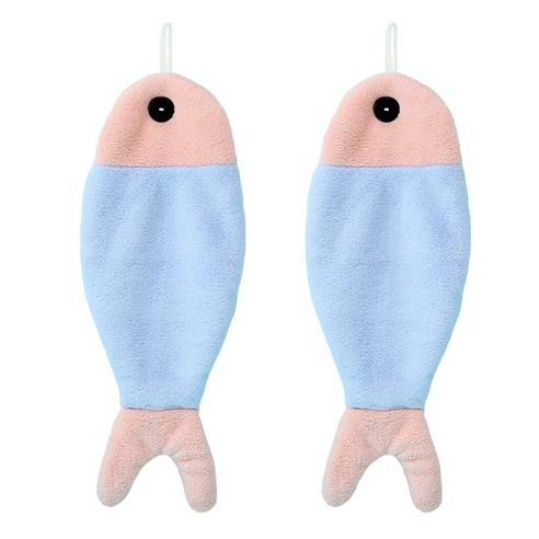 언헤브 물고기 고리 핸드타월 42 x 16 cm, 05 블루, 2개