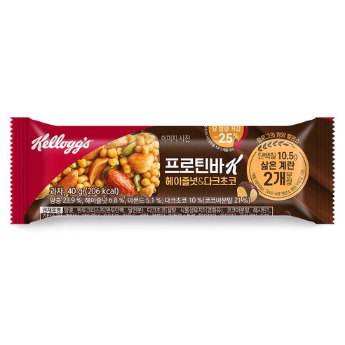 켈로그 프로틴바K 헤이즐넛 & 다크초코, 40g, 1개