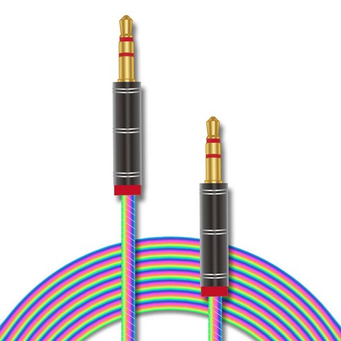 칼론 무지개 패브릭 AUX 스테레오 케이블, APC-A21, 블랙, 1개
