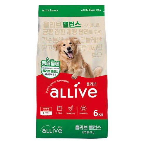 대주펫푸드 전연령 올리브 밸런스 강아지 건식사료, 1개, 6kg, 닭