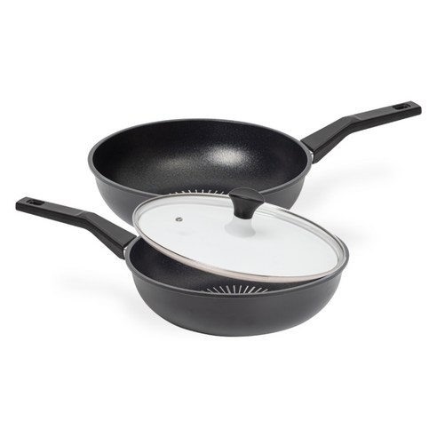 인터쿡 클래식 후라이팬 3종 세트, 궁중팬 28cm + 궁중팬 28cm + 유리뚜껑, 1세트 냄비/프라이팬세트