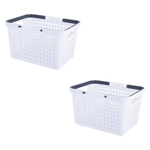 블럭마트 주방 손잡이 보관 바구니 30.5 x 22.5 x 18 cm, 화이트, 2개