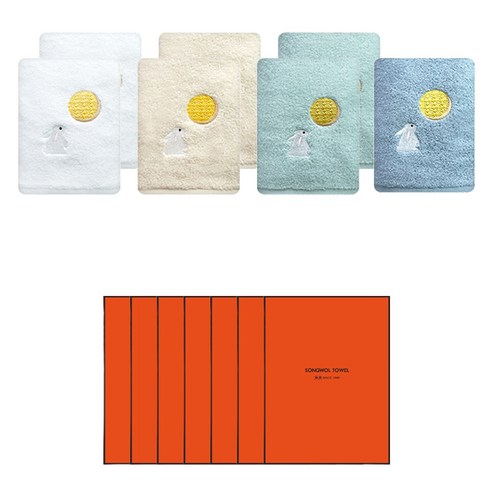 송월타올 달토끼 세면타올 130g + 케이스 세트, 랜덤발송(타올), 7세트