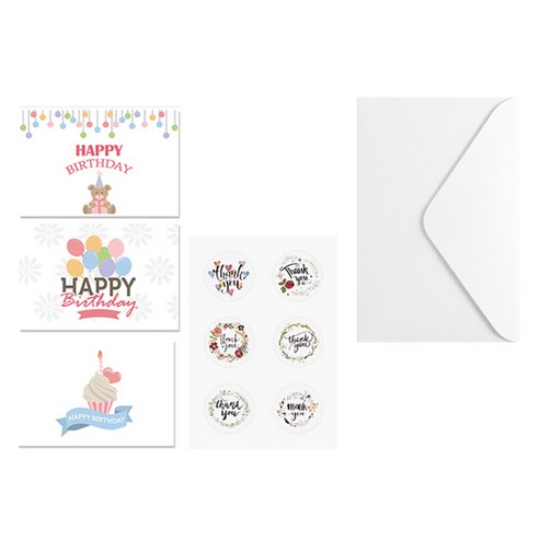 마켓감성 생일 초대장 인사말 카드, 타입8 랜덤스타일, 3개