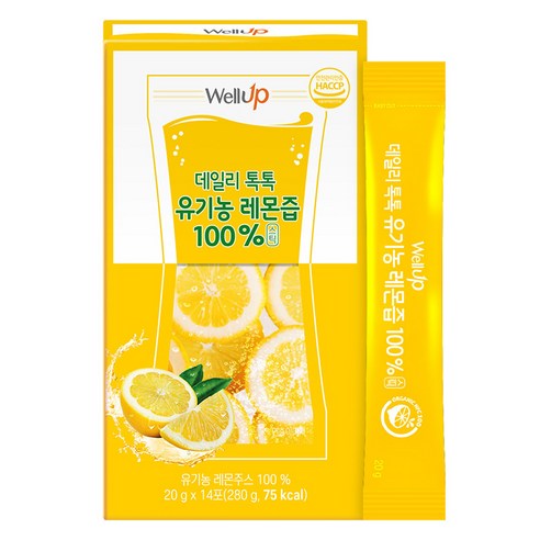 웰업 데일리 톡톡 유기농 레몬즙 14p, 1개, 280g