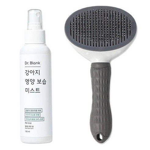 닥터블랭크 강아지 영양보습 미스트 플럼레인향 150ml + 원터치 브러쉬 랜덤발송 세트, 1세트