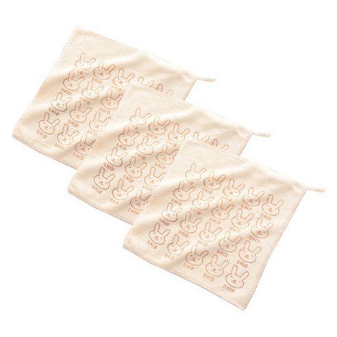 소니오 레터링 래빗 핸드타월 25 x 25 cm, 03 아이보리, 3개