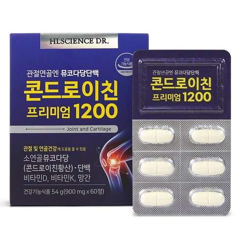 에이치엘사이언스 관절연골엔 뮤코다당단백 콘드로이친 프리미엄 1200, 60정, 1개