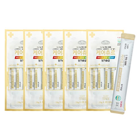 데이스포 케어츄르 짜먹는 고양이 간식 4p, 닭가슴살, 60g, 5개