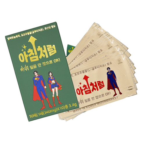 아침처럼 필름형 숙취해소 10매, 3.4g, 1세트