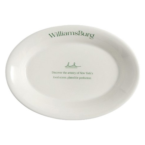 뉴욕 WilliamsBurg 레터링 도자기 타원볼 26cm, 그린, 1개