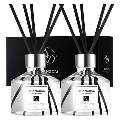 샹달 네이처 퍼퓸 디퓨저 200ml x 2p + 리드스틱 10p + 알루미늄캡 2p 세트, 1세트, 블랙체리향