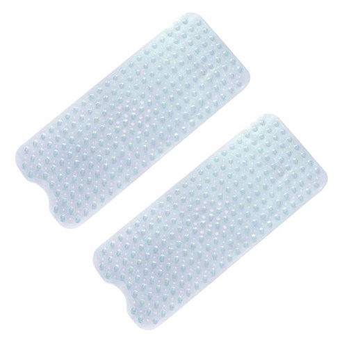 블럭마트 심플 욕실 미끄럼방지 매트 100 x 40 cm, 투명블루, 2개