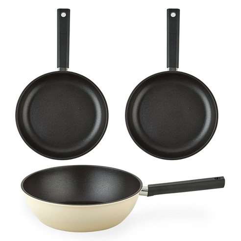 퀸센스 샌드 후라이팬 세트 3개, 베이지, 후라이팬 24cm 2p + 궁중팬 24cm, 1세트