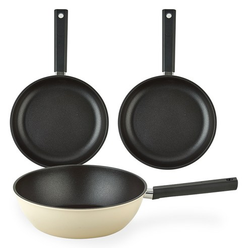 퀸센스 샌드 후라이팬 세트 3개, 베이지, 후라이팬 28cm 2p + 궁중팬 28cm, 1세트