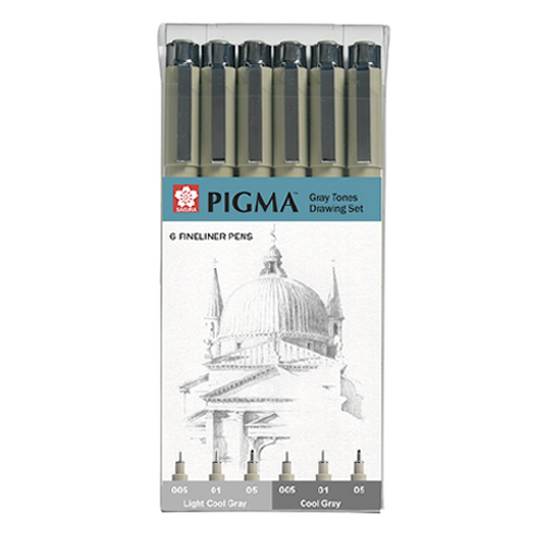 PIGMA 사쿠라 마이크론 그레이컬러 드로잉 펜 세트, 라이트 쿨 그레이, 쿨 그레이, 1세트