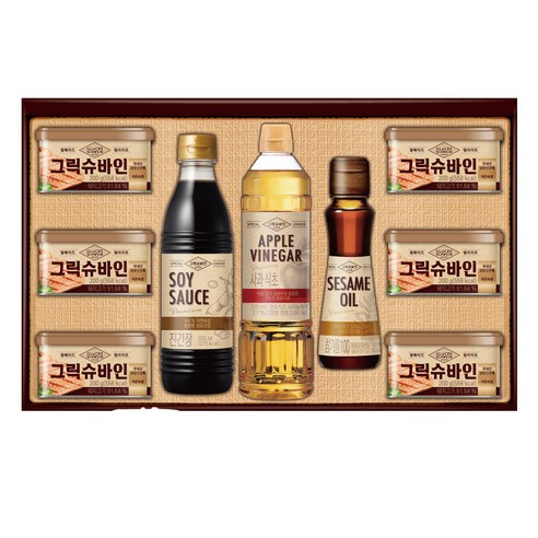 삼립 그릭슈바인 프레스햄 200g x 6p + 진간장 500g + 사과식초 500g + 참기름100 160ml 선물세트 8호, 1세트