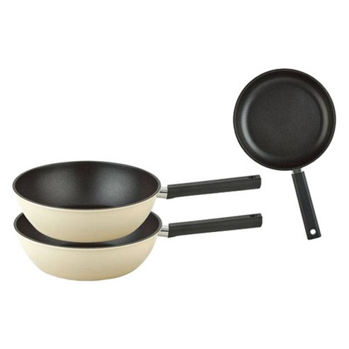 퀸센스 샌드 후라이팬 3종 세트, 베이지, 후라이팬 24cm + 궁중팬 28cm x 2p, 1세트