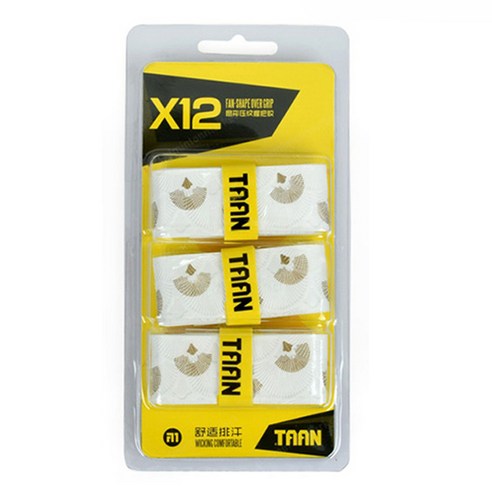 탄 배드민턴그립 고급엠보싱 X-12 3p, 화이트, 1개