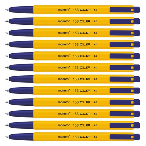 모나미 153 클립 볼펜 1.0mm, 청색, 12개