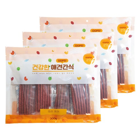 웁스 강아지 건강한 간식, 오리져키, 300g, 3개