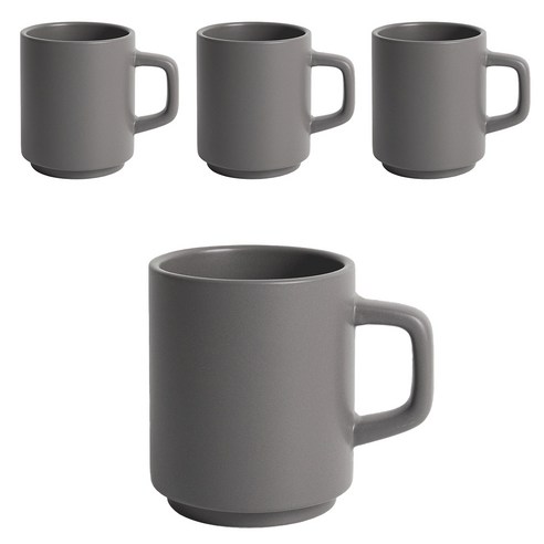 벤자민 무광 파스텔 컬러 레고 스택 머그 330ml, 쿨그레이, 4개