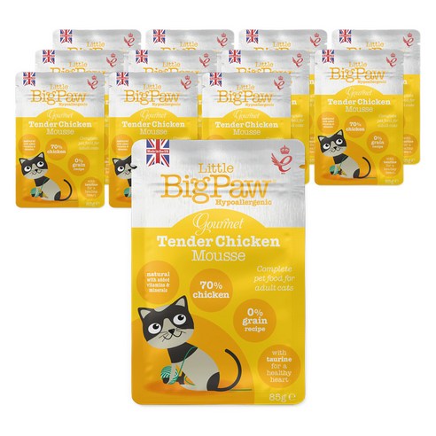 리틀빅파우 고양이 전연령용 무스 주식 캔 습식사료, 닭, 85g, 12개