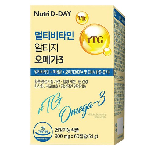 뉴트리디데이 멀티비타민 rTG 알티지 오메가3 60p, 54g, 1개
