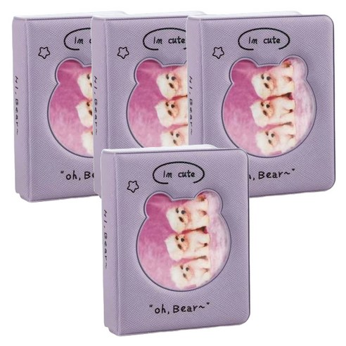 마켓감성 곰돌이얼굴 폴라로이드 앨범 4p, 퍼플, 18매