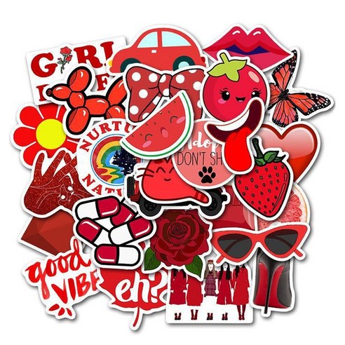 만들하비 캐리어 노트북 다이어리 꾸미기 리무버블 스티커 50p, 02 레드, 1개
