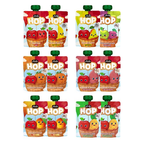 아넬라 짜먹는 HOP 과일퓨레 100g x 12p 세트, 혼합맛(사과/바나나/사과배/단호박/고구마/푸룬/망고/파인애플
), 1세트