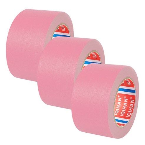 iQIHAN 칼라 마스킹 종이테이프 50mm x 15m, 핑크, 3개