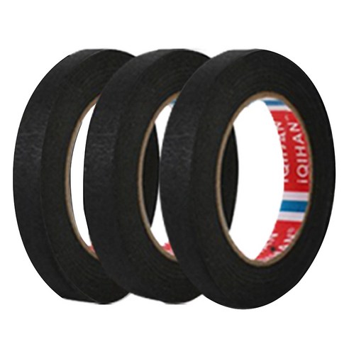 iQIHAN 칼라 마스킹 종이테이프 20mm x 15m, 블랙, 3개