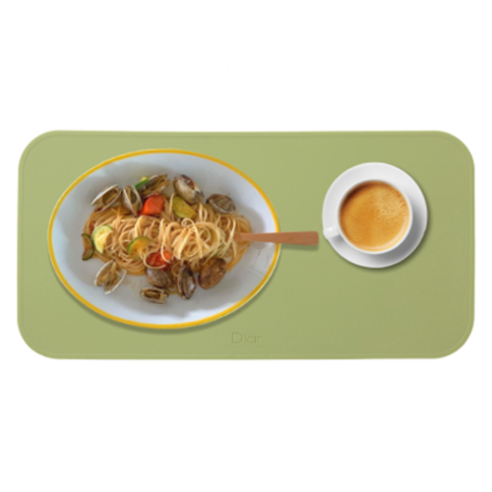 디아르 플래티넘 실리콘 방수 브런치 식탁매트, 올리브그린, 39 x 19.5 cm, 1개