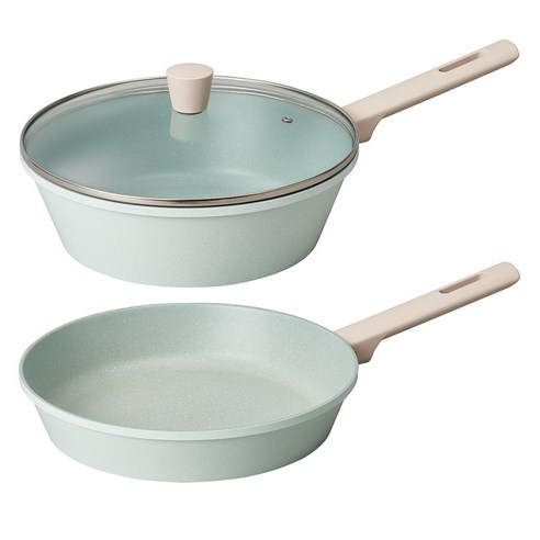파이렉스 인덕션 세라믹 제이드 IH 궁중팬 28cm + 프라이팬 28cm + 뚜껑 세트 3개, 블루, 1세트