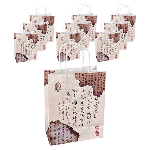 마켓감성 전통 붓글씨 선물가방 타입2 10p, 혼합색상, 10개