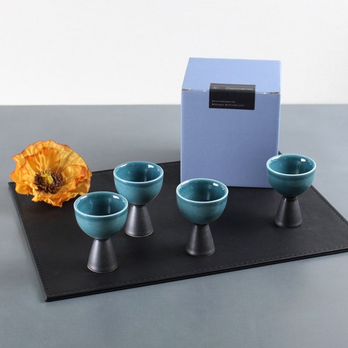 달소금 도자기 손잡이 장구술잔 50ml x 4종 실속세트, 공작, 1세트