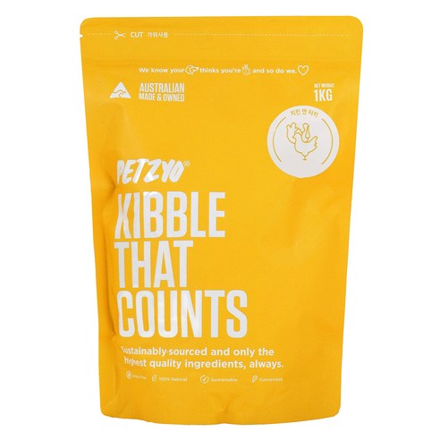펫죠 전연령 강아지 청정호주 키블댓카운트 사료, 닭, 1kg, 1개