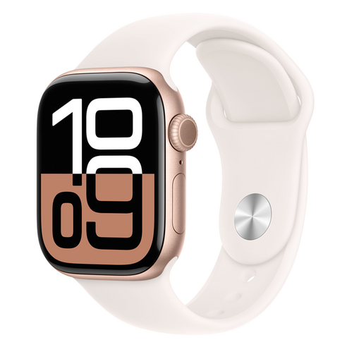 Apple 애플워치 10 GPS, 42mm, 로즈 골드 / 라이트 블러시 스포츠 밴드, S/M