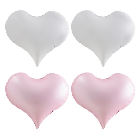 조이파티 은박풍선 통통하트 52cm 4p 세트, 화이트, 화이트, 핑크, 핑크, 1세트