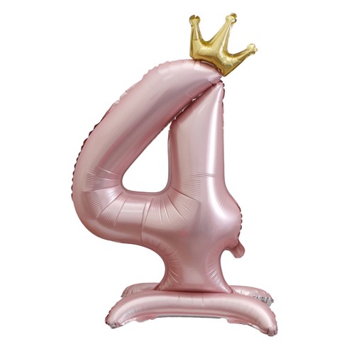 세컨드베스트 크라운 스탠딩 숫자 파티풍선 100cm, 핑크 숫자 4, 1개