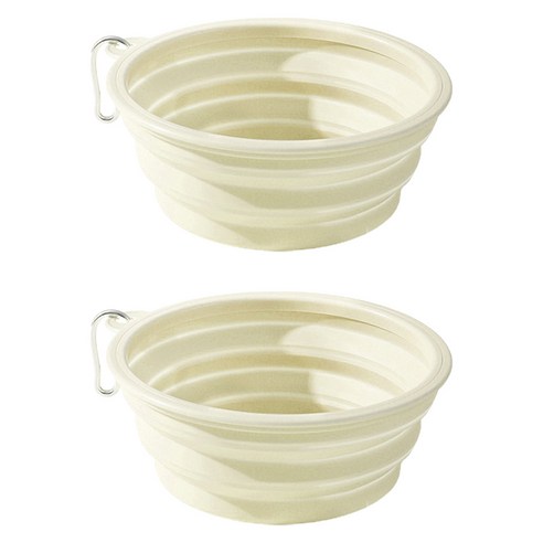 둥둥펫 반려동물 접이식 마카롱 식기 350ml, 옐로우, 2개