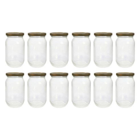다용도 원형 골드캡 유리병, 12개, 430ml