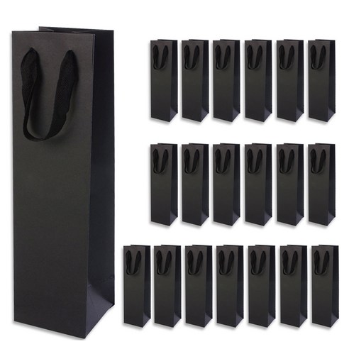 골든래빗 와인C 컬러 와인 종이백 9 x 28 x 8 cm, 블랙, 20개