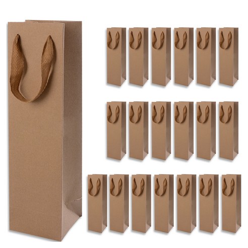 골든래빗 와인C 컬러 와인 종이백 9 x 28 x 8 cm, 베이지, 20개